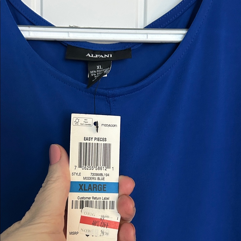 Alfani Royal Blue Sleeveless Blouse - Picture 2 of 5